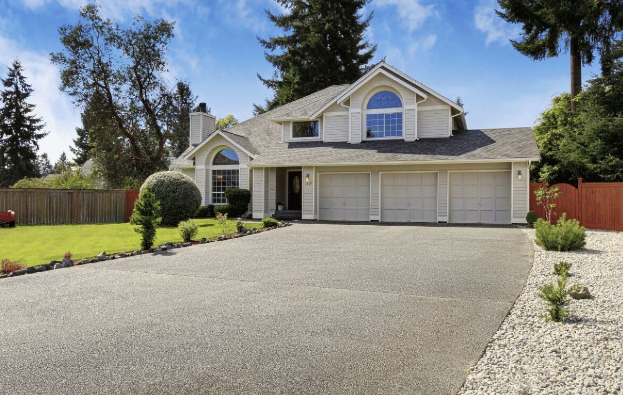 Newly installed residential concrete driveway in Burien, WA
